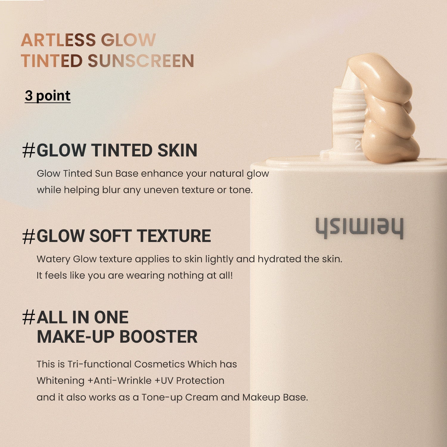 Heimish - Artless Glow Tinted Sunscreen Shine Beige 40ml