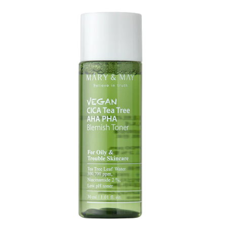 Mary & May - CICA Teatree AHA PHA Blemish Toner 30ml